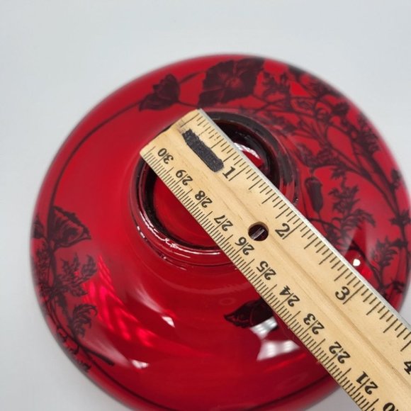 Vintage 6" Ruby Red Candy Dish Silver City Flanders MCM Elegant Glass - Picture 6 of 9